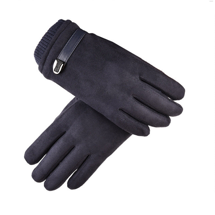 Men's Autumn And Winter Touch Screen Gloves Warm Driving And Biking Suede