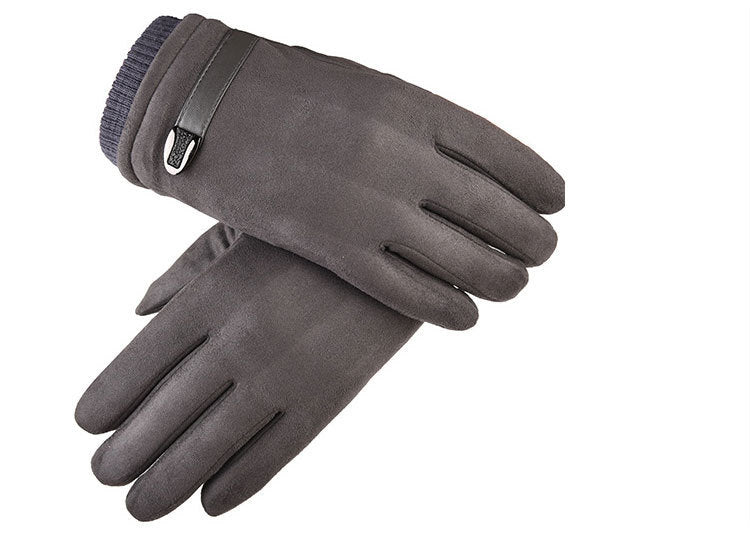 Men's Autumn And Winter Touch Screen Gloves Warm Driving And Biking Suede