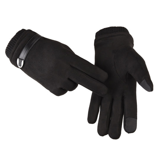 Men's Autumn And Winter Touch Screen Gloves Warm Driving And Biking Suede