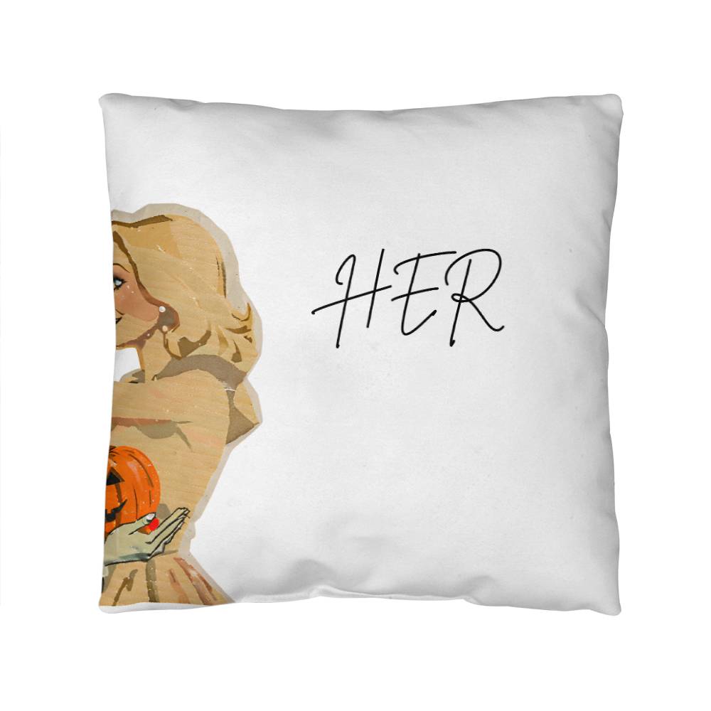 Him & Her Couples Halloween Pillow