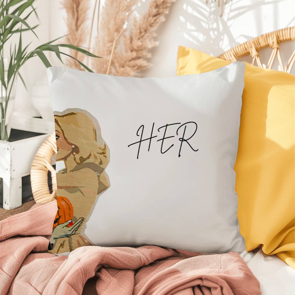 Him & Her Couples Halloween Pillow