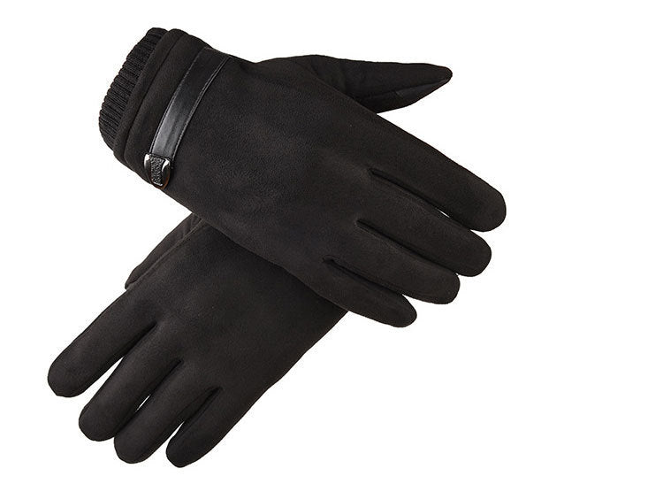 Men's Autumn And Winter Touch Screen Gloves Warm Driving And Biking Suede