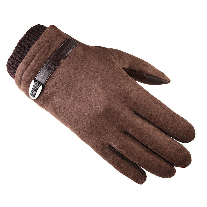 Men's Autumn And Winter Touch Screen Gloves Warm Driving And Biking Suede